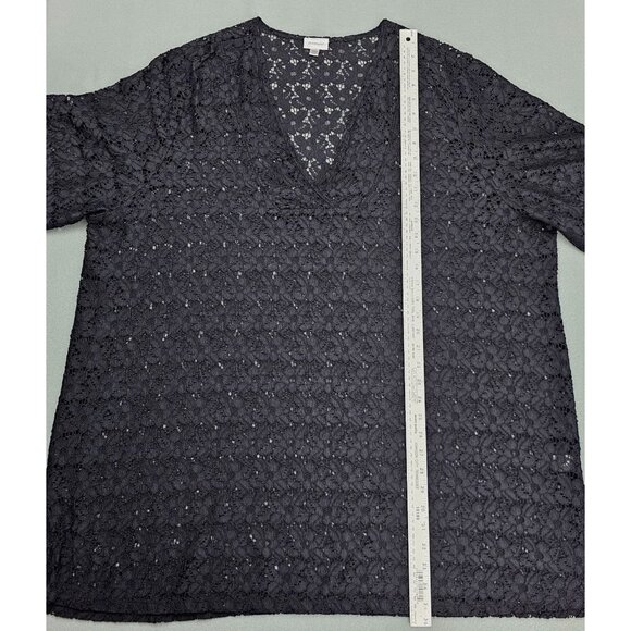 Avenue Black Lace Swim Cover Up 3/4 Sleeve 26/28 Beach Pool Cruise Resort Vacay - Picture 9 of 11